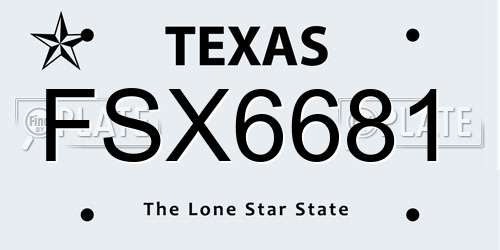 FSX6681 Texas License Plate