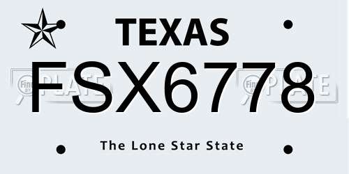 FSX6778 Texas License Plate