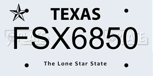 FSX6850 Texas License Plate