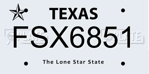 FSX6851 Texas License Plate