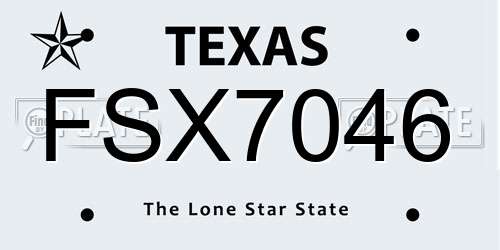 FSX7046 Texas License Plate
