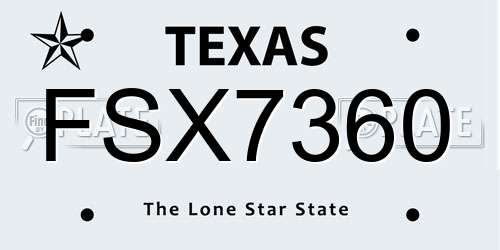 FSX7360 Texas License Plate