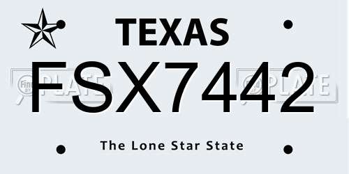 FSX7442 Texas License Plate