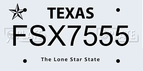FSX7555 Texas License Plate