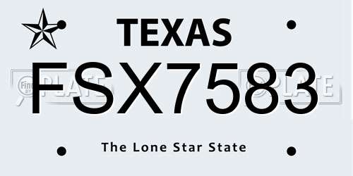 FSX7583 Texas License Plate