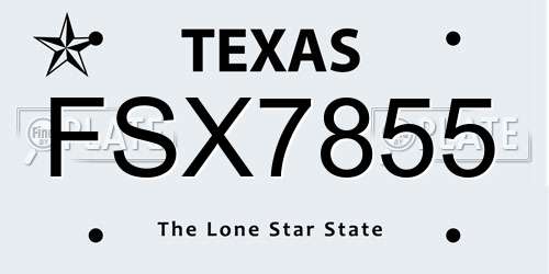 FSX7855 Texas License Plate