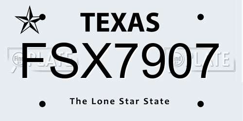 FSX7907 Texas License Plate