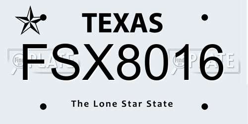 FSX8016 Texas License Plate