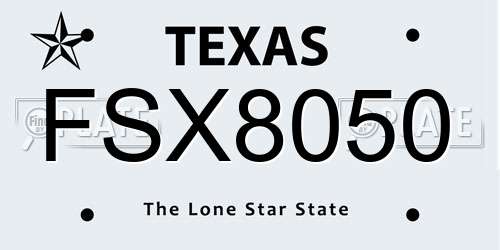 FSX8050 Texas License Plate