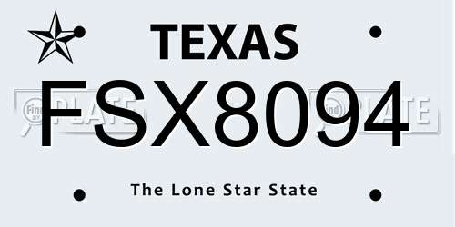 FSX8094 Texas License Plate