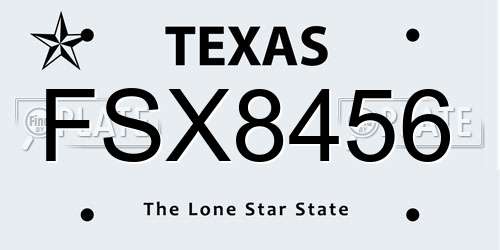 FSX8456 Texas License Plate