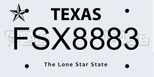 FSX8883 Texas License Plate