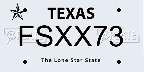 FSXX73 Texas License Plate