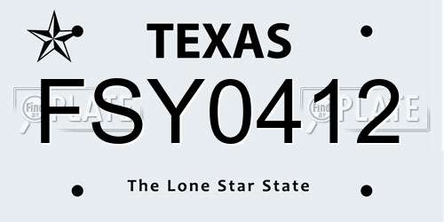 FSY0412 Texas License Plate