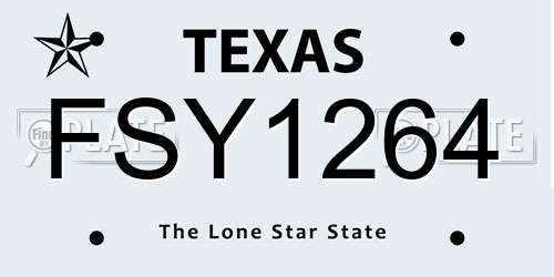 FSY1264 Texas License Plate