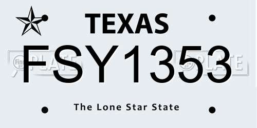 FSY1353 Texas License Plate
