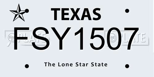 FSY1507 Texas License Plate