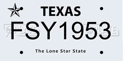 FSY1953 Texas License Plate