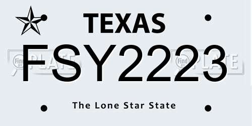 FSY2223 Texas License Plate