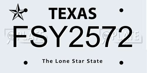 FSY2572 Texas License Plate