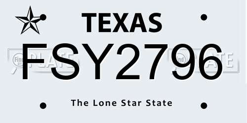 FSY2796 Texas License Plate