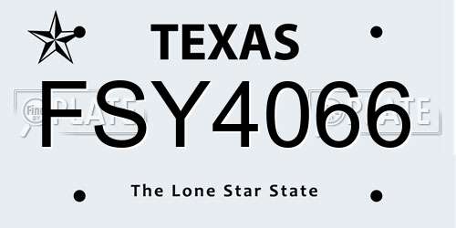 FSY4066 Texas License Plate