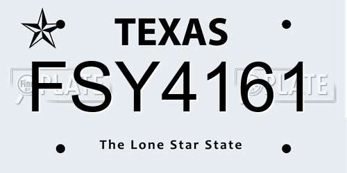 FSY4161 Texas License Plate