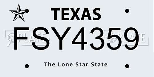 FSY4359 Texas License Plate