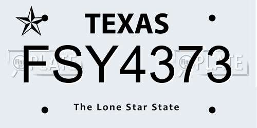 FSY4373 Texas License Plate