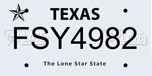 FSY4982 Texas License Plate