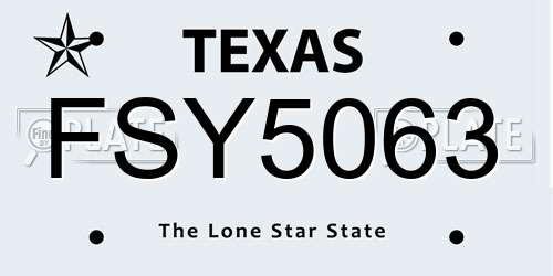FSY5063 Texas License Plate