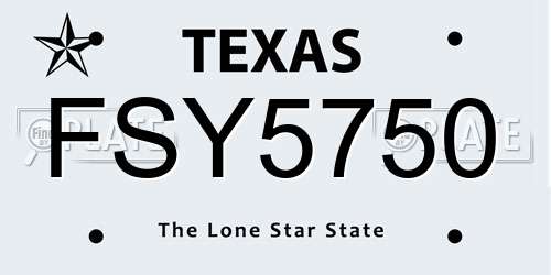 FSY5750 Texas License Plate