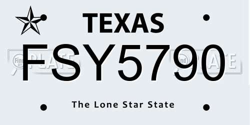 FSY5790 Texas License Plate
