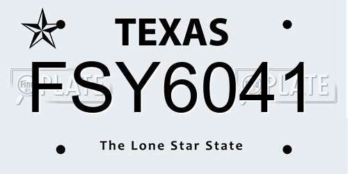 FSY6041 Texas License Plate