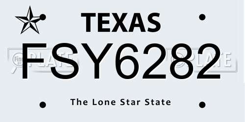 FSY6282 Texas License Plate