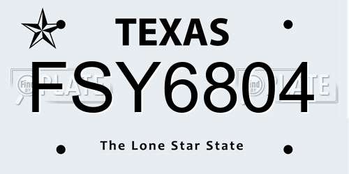 FSY6804 Texas License Plate