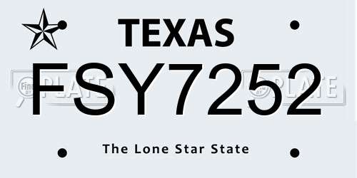 FSY7252 Texas License Plate