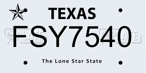 FSY7540 Texas License Plate