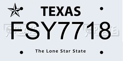 FSY7718 Texas License Plate