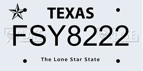 FSY8222 Texas License Plate