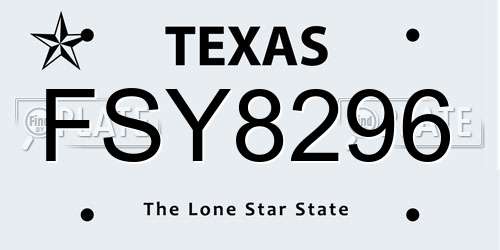 FSY8296 Texas License Plate