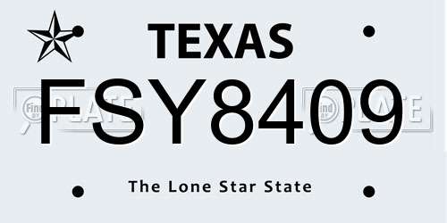FSY8409 Texas License Plate