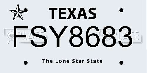 FSY8683 Texas License Plate