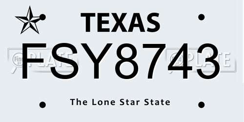 FSY8743 Texas License Plate