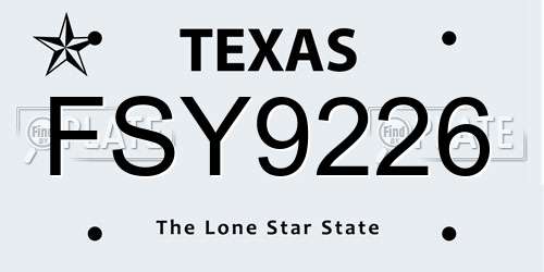 FSY9226 Texas License Plate