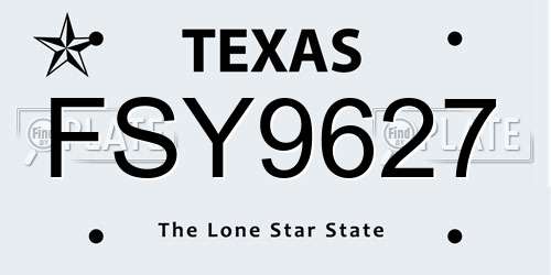 FSY9627 Texas License Plate