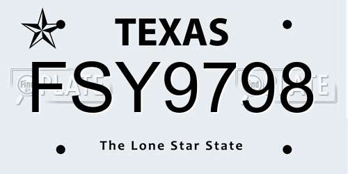 FSY9798 Texas License Plate