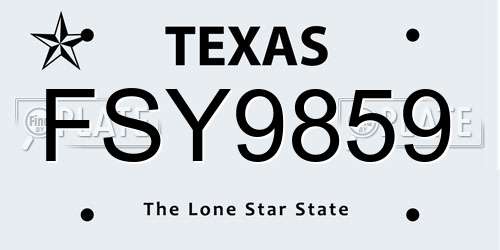 FSY9859 Texas License Plate