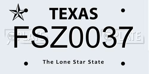 FSZ0037 Texas License Plate
