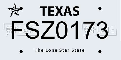 FSZ0173 Texas License Plate